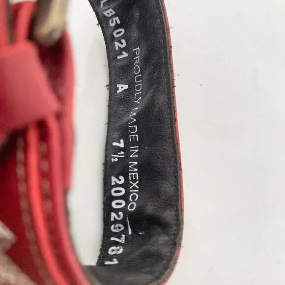 Lane Boots LEXINGTON Womens Red Wedges 7.5 Western Sandals Cowgirl Wooden Heels - Picture 9 of 11